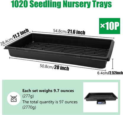 RooTrimmer 10 Pack 1020 Mesh Trays, Extra Strength 1020 Mesh Bottom Trays with Holes, 20'' x 10'', Heavy Duty Propagation Flats for Microgreens, Seed Starting, Soil Blocks, Hydroponics & Wheatgrass
