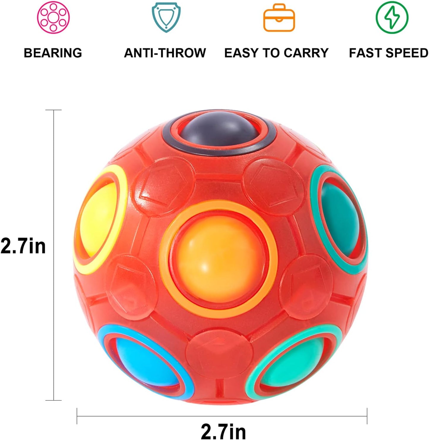 Vdealen Magic Rainbow Puzzle Ball, Fidget Ball Puzzle Brain Teaser Fidget Toy for Boys & Girls- Birthday Party Easter Valentines Christmas Stocking Stuffers for Kids Teen & Adults(Off White)