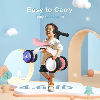 Gamfeiny Colorful Lighting Baby Balance Bike Toys for 1 Year Old Boy Girl Gifts, 10-36 Month Toddler Balance Bike, No Pedal 4 Silence Wheels & Soft Seat First Riding on Toys, 1st Birthday Gifts