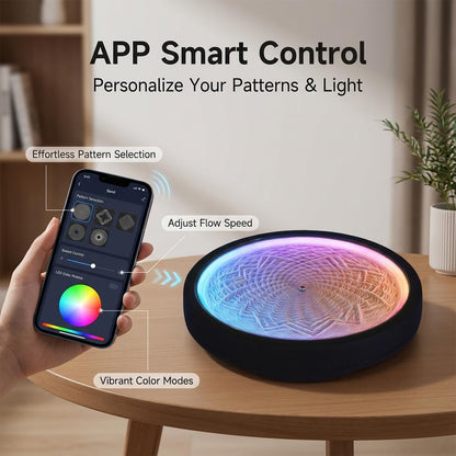 Haihomebest Automatic Zen Drift Sandscape – App-Controlled Sand Drawing with DIY Pattern Design, LED Ambient Light & Moving Sand Display for Creative Home Decor