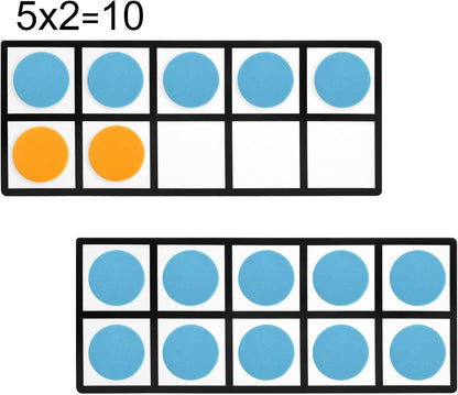 Bright Creations Giant Magnetic Ten Frames for Classroom Learning - 4 Pack Multi-Color Magnetic Frames with 48 Math Counters (12.25 x 5 in)