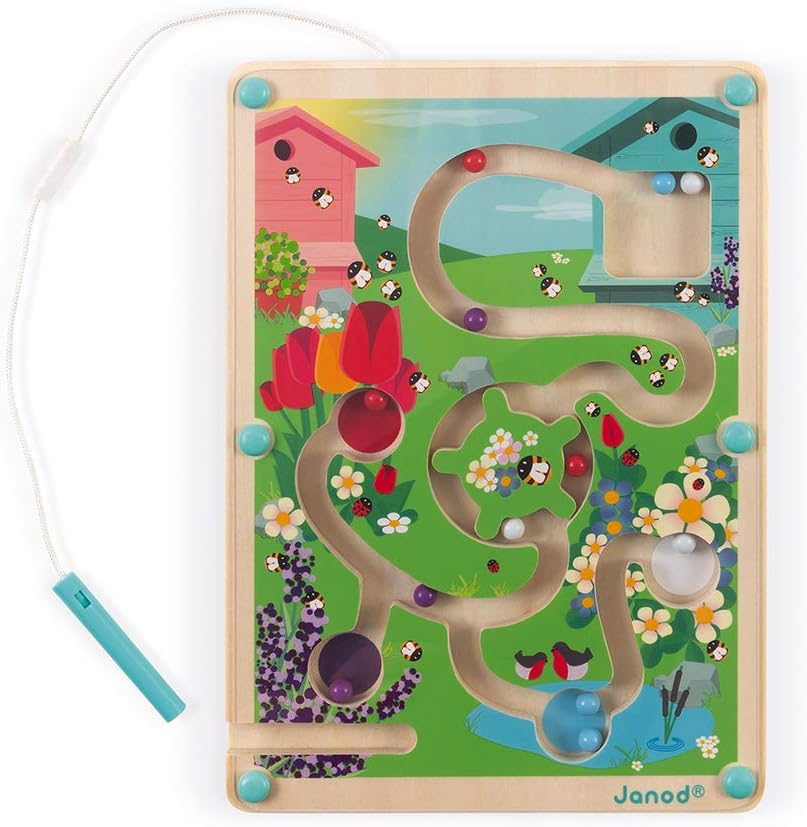 Janod Bee Hive Magnetic Wooden Maze Game - Ages 2+ - J05310