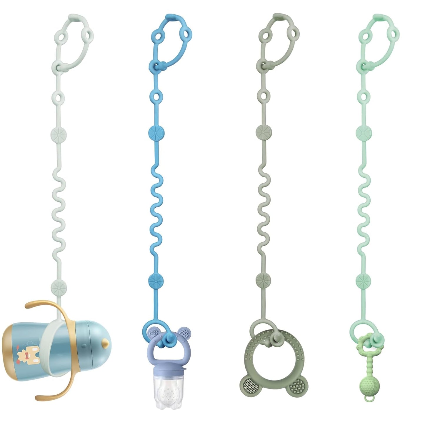 LittleHugs Toy Straps for Baby, 5pcs Adjustable Toy Holder for Stroller Accessories, Silicone Tether Pacifier Clip, No Throw Travel Essential Leash for High Chair, Car Seat (5-Pack)