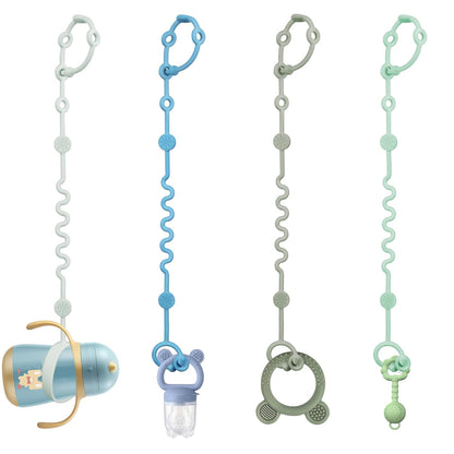 LittleHugs Toy Straps for Baby, 5pcs Adjustable Toy Holder for Stroller Accessories, Silicone Tether Pacifier Clip, No Throw Travel Essential Leash for High Chair, Car Seat (5-Pack)