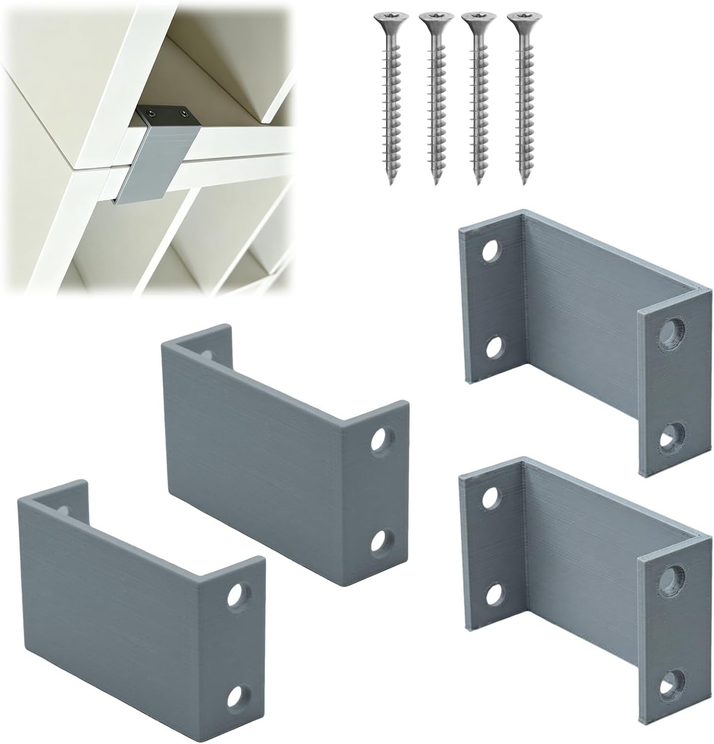 Connector Bracket Insert Compatible with IKEA Kallax Shelf Linking Kit Firm Material 4-Pack Corner Stabilizer for Cube Storage Organizer Easy Install Space Saving Solution (White)