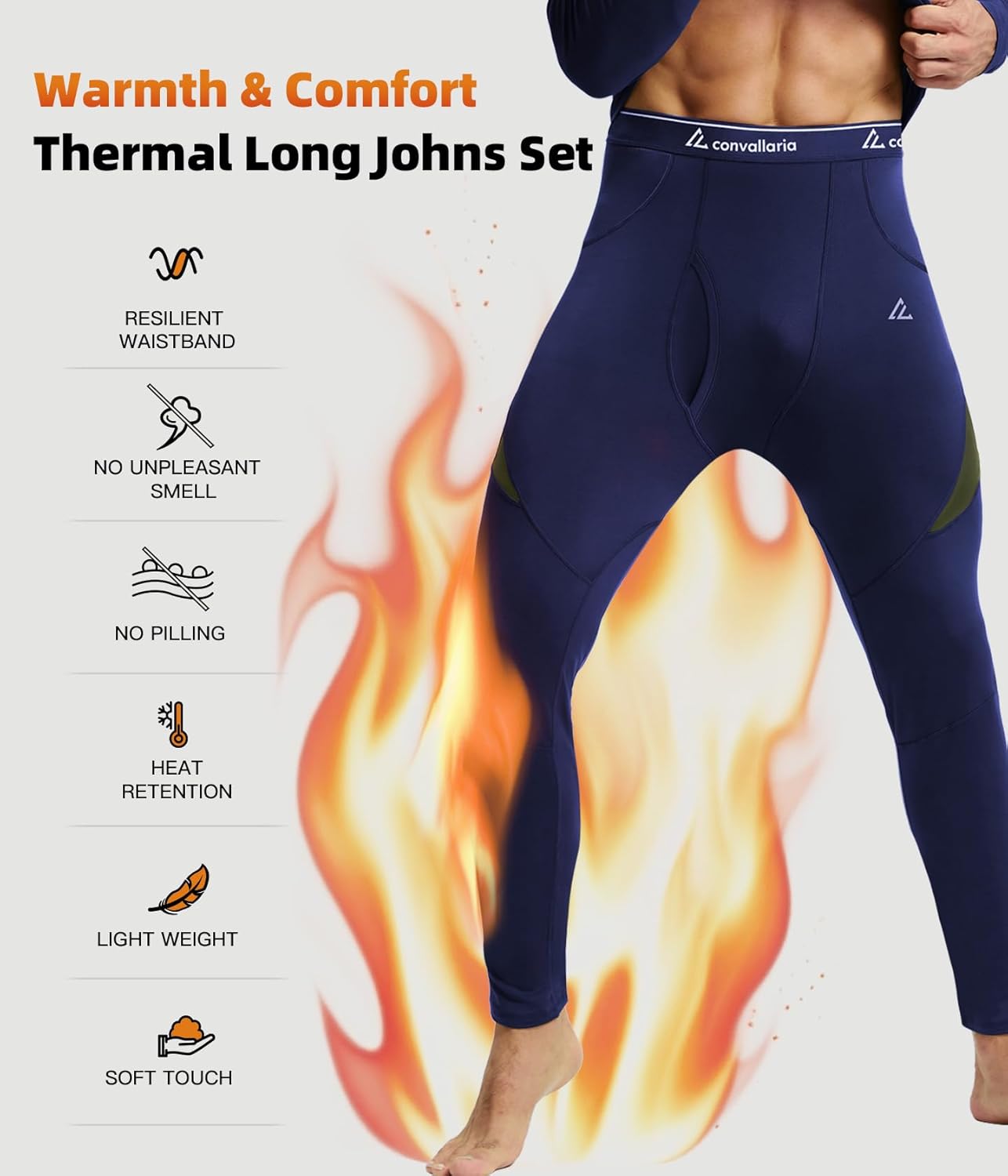 CL convallaria Thermal Underwear Long Johns Set Mens Winter Gift Hunting Gear Sport Base Layer Bottom Top - Colors A