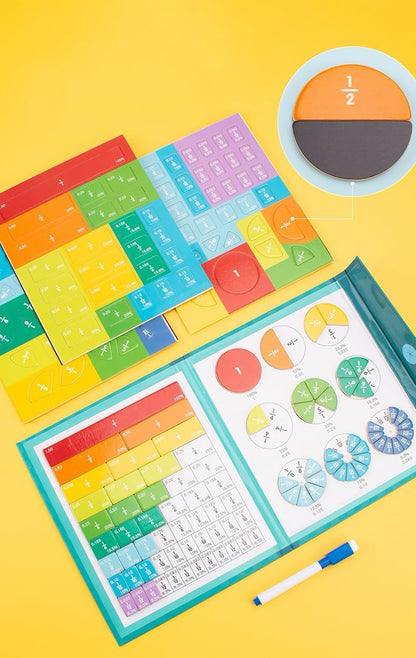 Ducational Highiy Magnetic Fraction Educational Puzzle,Magnet Montessori Fraction Puzzle for Hands and Brain Use，Teaching Aid for Classroom Homeschool