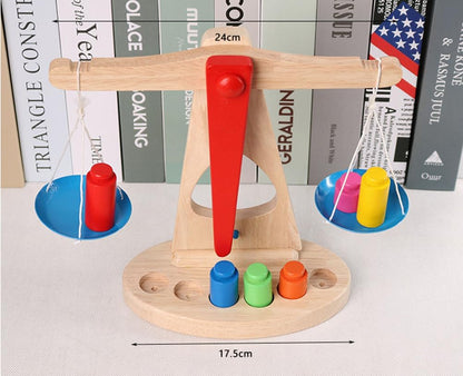 Montessori Wooden Balance Scale with Colorful Weights, Early Math Learning Toy for Toddlers