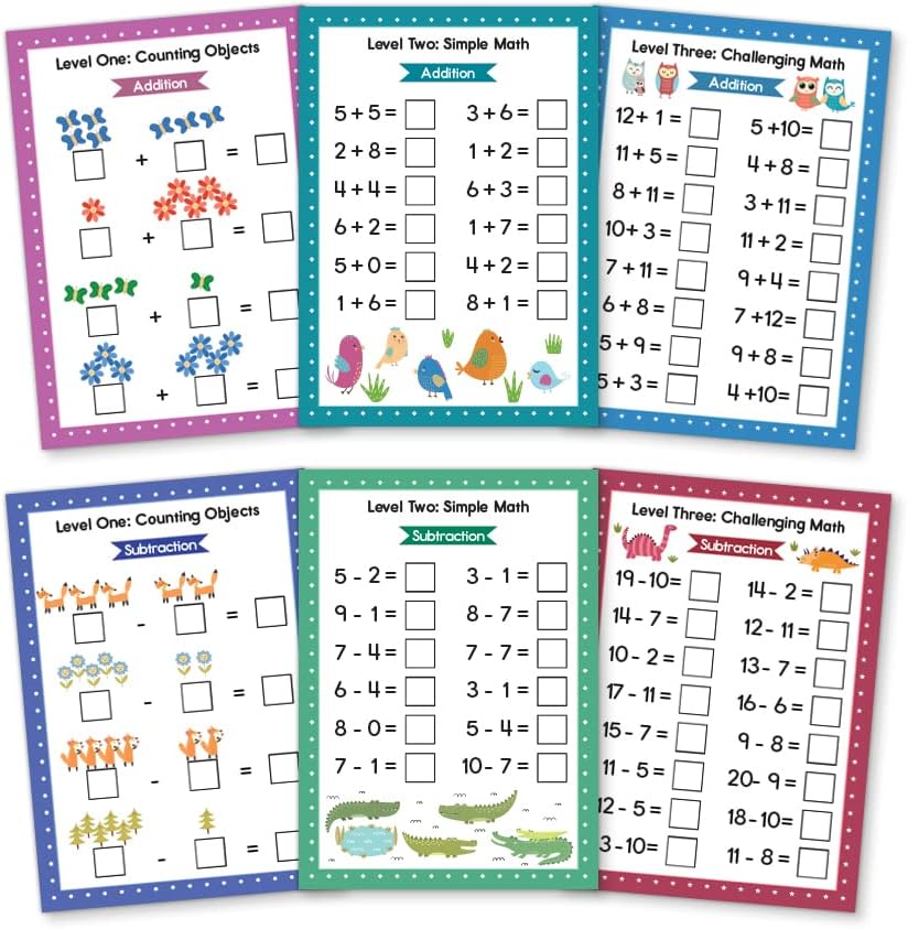 Addition & Subtraction Dry Erase Cards, Reusable Math Sheets, Childhood Education, Learning Tools, Math Flash Cards