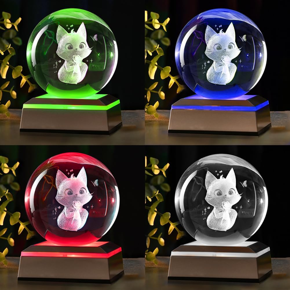 3D Solar System Crystal Ball Universe Glass Ball Space Astronomy Gift Planets Model Science Astrophysics Gifts Solar System Night Light Glass Globe Decor with 12 Colorful Modes Light Base