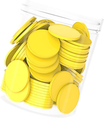 100 Pieces 1 inch Math Manipulatives Counting Chips Discs Sturdy Versatile Accessory for Game Activities with Storage Box, Yellow