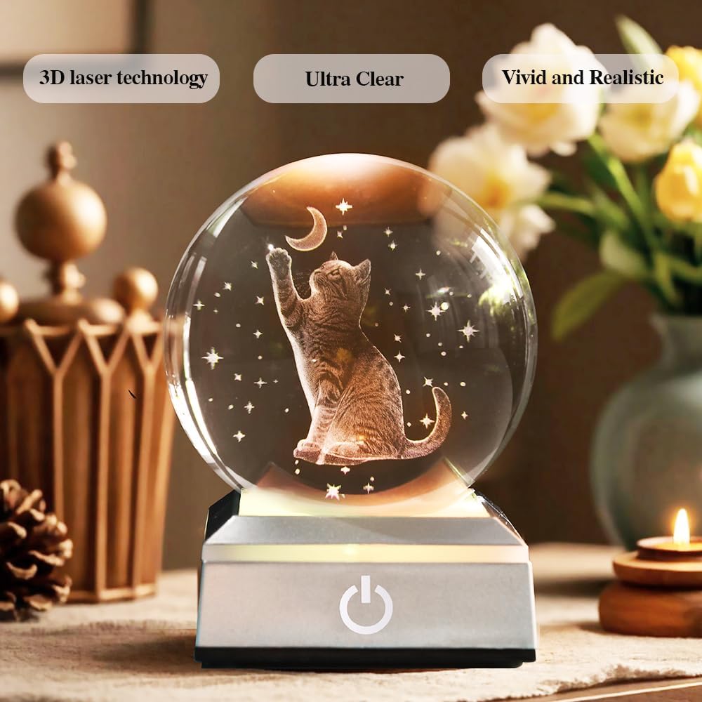 3D Solar System Crystal Ball Universe Glass Ball Space Astronomy Gift Planets Model Science Astrophysics Gifts Solar System Night Light Glass Globe Decor with 12 Colorful Modes Light Base