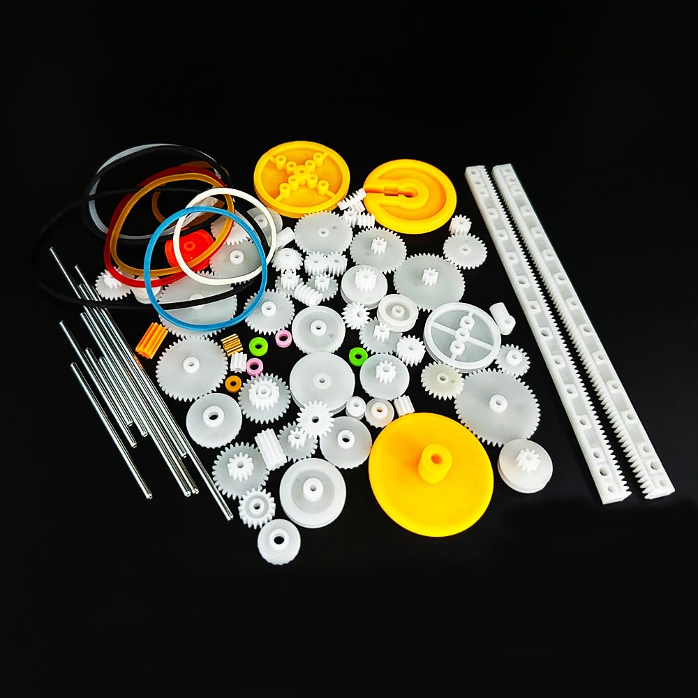 82PCS Module 0.5 Plastic Gear Set Spindle Gear Single Gear Motor Gears for DC Motor RC Car Truck Robot DIY Model Toy Gear Replacement