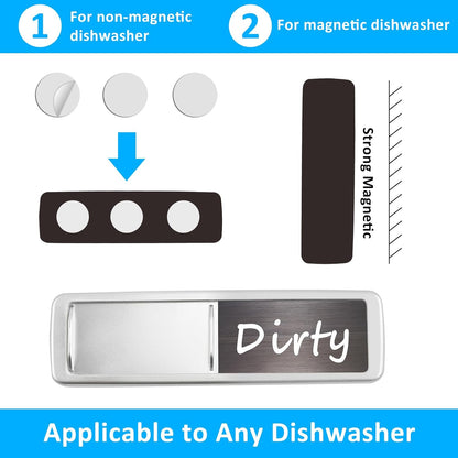 Dishwasher Magnet Clean Dirty Sign, Slide Strong Clean and Dirty Refrigerator Magnet Indicator for Dishwasher, Non-Scratch, Easy to Read, Self-Adhesive for Non-Magnetic Dishwasher（LightGray Brown）