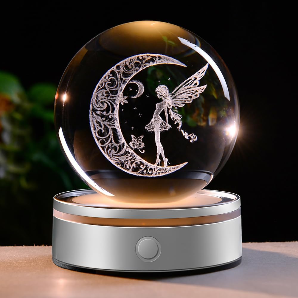 3D Solar System Crystal Ball Universe Glass Ball Space Astronomy Gift Planets Model Science Astrophysics Gifts Solar System Night Light Glass Globe Decor with 12 Colorful Modes Light Base