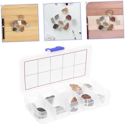 Angoily 1 Set Geology Kit Rock Specimens for Classroom Home Learning Includes Pumice Granite Marble Sandstone Fossils More Rock Identification Tool for Young Geologists