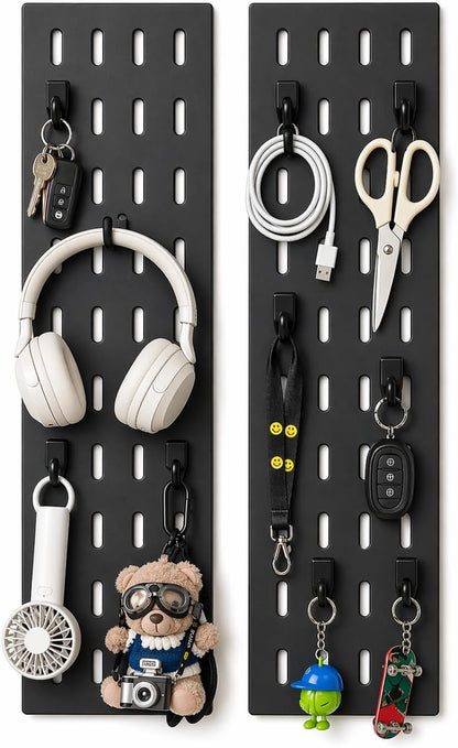 Pegboard Wall Organizer Kit – Heavy Duty 20lbs Load Bearing, Easy Installation, 4 Peg Board Panels 14 Accessories – Multi-Surface Use For Garage, Office, Kitchen & Crafts (White Pegboard,24″×24″)