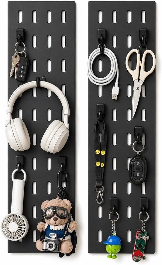 Pegboard Wall Organizer Kit – Heavy Duty 20lbs Load Bearing, Easy Installation, 4 Peg Board Panels 14 Accessories – Multi-Surface Use For Garage, Office, Kitchen & Crafts (White Pegboard,24″×24″)