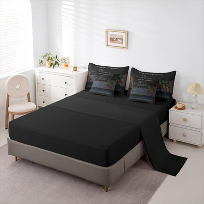 Erosebridal Chemistry Comforter Set with Sheets Full Size Periodic Table of Elements Bed in A Bag 7 Piece Science Chemistry Lovers Bedding Set for Kids Boys Children Bedroom Modern Black Bed Sets