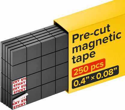 Hyper-Sticky Magnets with Adhesive Backing (300 pcs) - Strong Magnetic Squares for Whiteboard, Fridge, Crafts - Easy to Cut Stickers for Planning and Organization - Science Education Magnets