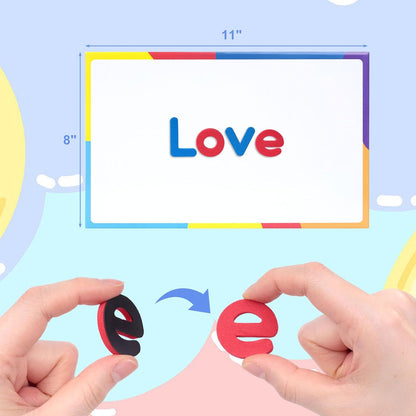 LovesTown Magnetic Alphabet Letters Kit for Kids, Double Sided Magnetic Board with Storage Box, Educational Learning Toys for Preschool Classroom and Home, 234 Pieces