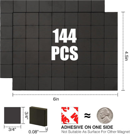 Magnetic Squares with Adhesive Backing(36PCS Each 1.5" x1.5"),Pre-Cut Self Sticky Magnets as Back to School Supplies,Peel and Stick for Cards/Picture/Poster (80mil Magnet)