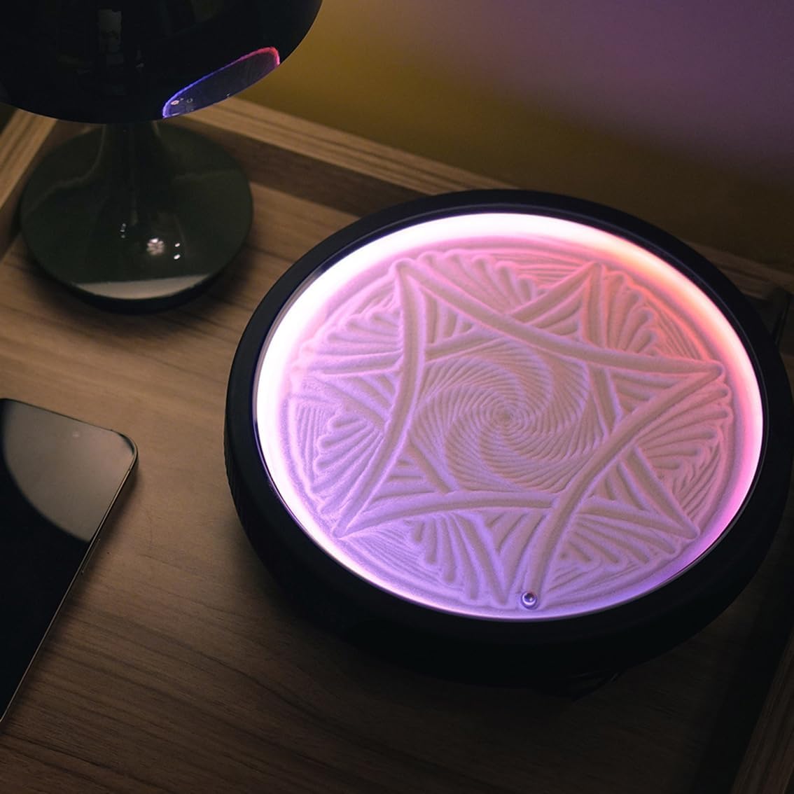 Haihomebest Automatic Zen Drift Sandscape – App-Controlled Sand Drawing with DIY Pattern Design, LED Ambient Light & Moving Sand Display for Creative Home Decor