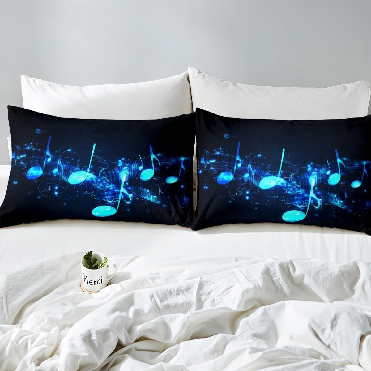 Drum Kit Comforter Cover Abstract Musical Instruments Bedding Set for Kids Boys Teens,Pop Music Duvet Cover Modern Rock Quilt Cover, Teal Laser Light Bedroom Decor Twin Size Blue Green Black