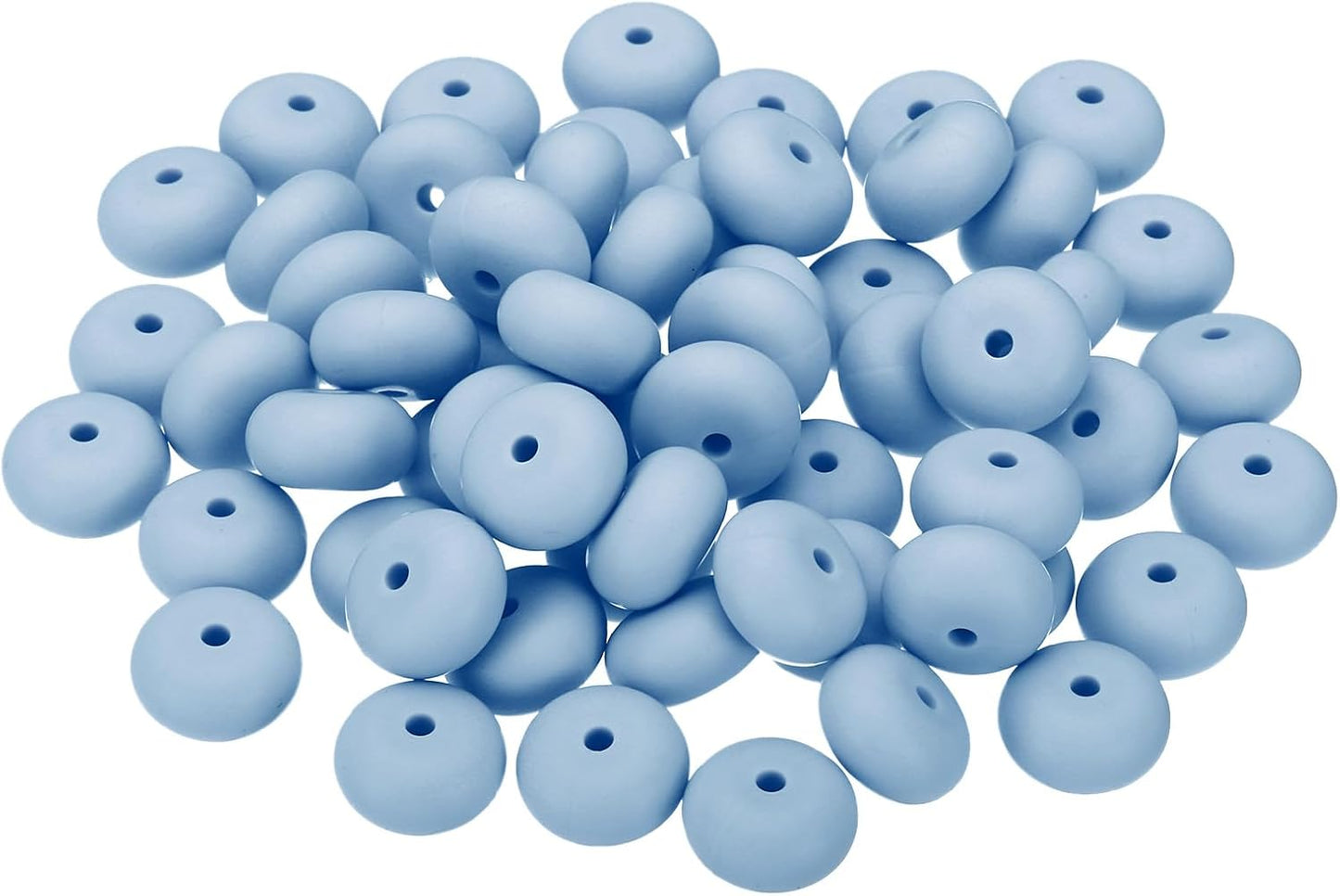PATIKIL 14mm Silicone Beads, 60PCS Silicone Beads Bulk Abacus Spacer Beads Lentil Focal Cute for Pens Keychain Bracelets Necklace, Black