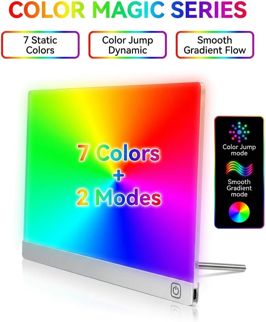 LED Drawing Board for Kids Teens, A4 Glow Doodle Note Board with USB-C, 9 Light Modes, Scratch-Resistant, 12 Markers & Stand – Mother's Day, Children's Day, Birthday Gifts for Girls Boys
