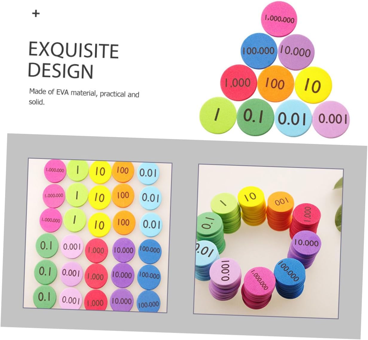 300Pcs Eva Foam Place Value Disks Non Slip Math Discs for Counting Learning Educational Manipulatives for Teachers