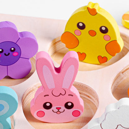 Waybla Easter Basket Stuffers - Easter-Themed Wooden Peg Puzzle for Toddlers 1-3 Years, Montessori Educational Toy and Learning Activity