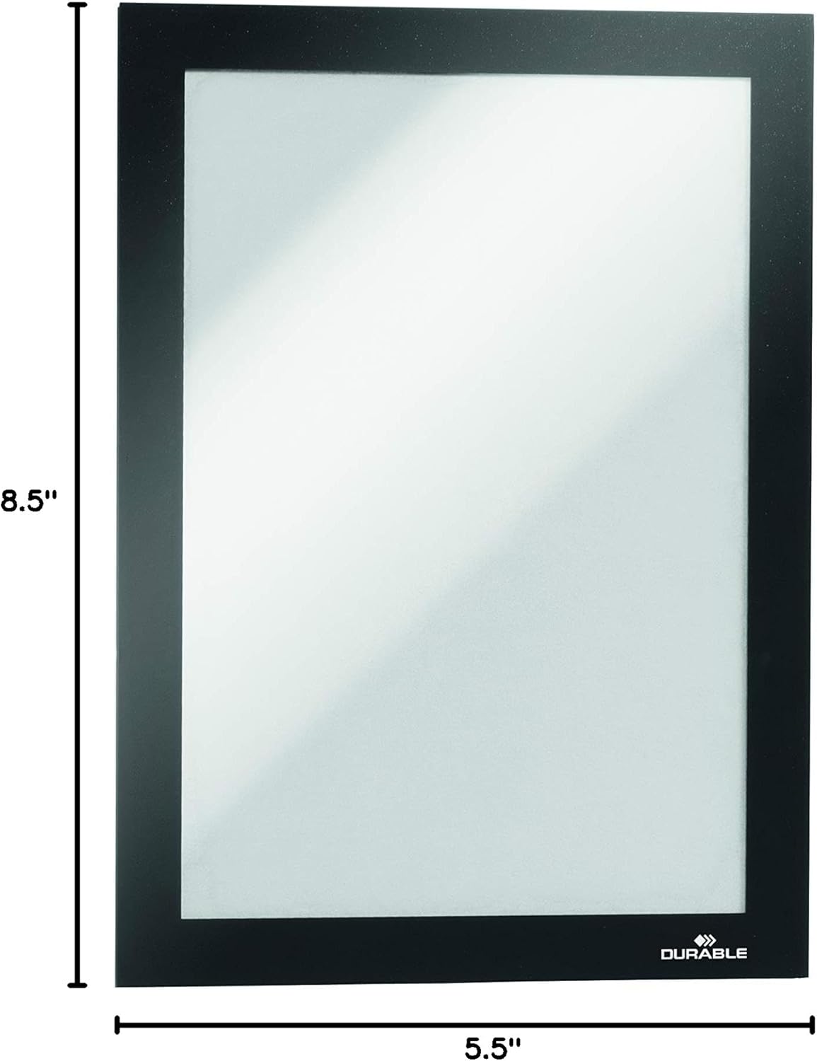 Durable Duraframe Sign Holder, Letter-Size 8.5" x 11" Inch, Black Magnetic Frame - Wall Mount, Pack of 2