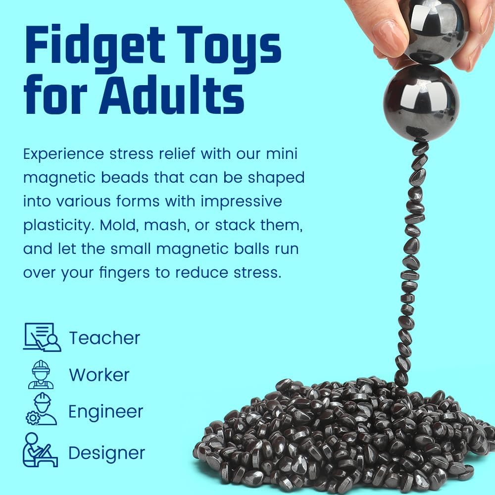 Umnodobn Magnet Slime Putty, Fidget Toy Ferrite Putty Beads, Hematite Magnetic Stones Eggs with 1.26 inch Magnet Balls, Cool Desk Toy, EDC Toy Science Kit Gift