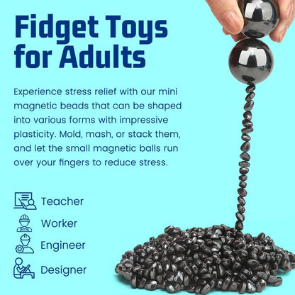 Umnodobn Magnet Slime Putty, Fidget Toy Ferrite Putty Beads, Hematite Magnetic Stones Eggs with 1.26 inch Magnet Balls, Cool Desk Toy, EDC Toy Science Kit Gift