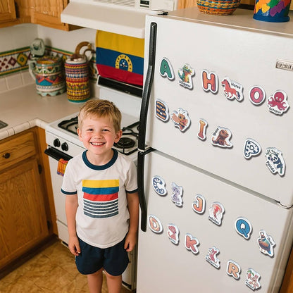 Animal Magnets Letters Refrigerator for Kids Toddlers, 32 Fridge Magnetic Animal Toys Set with Clear & Big Letters Educational Spelling Early Learning Tool