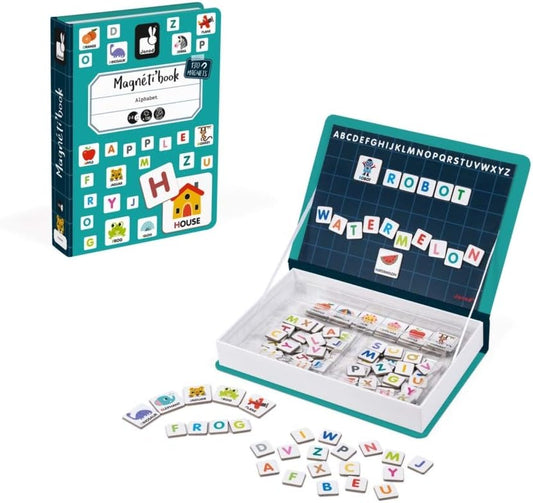 Juratoys Janod MagnetiBook 143 pc Magnetic Educational Alphabet Game - Ages 3+ - J02712