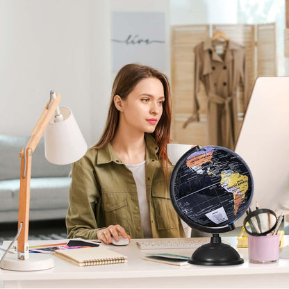 KISEER 8 Inch World Globe with Stand Rotating Earth Spinning Globe for Kids Geography Classroom Education or Decorations (Blue)