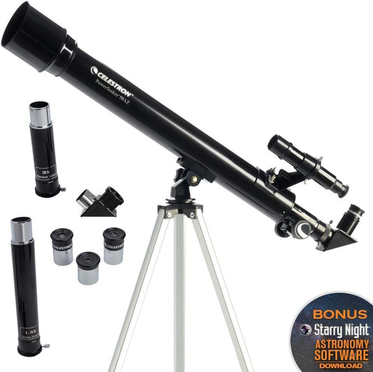 Celestron - PowerSeeker 50AZ Telescope - Manual Alt-Azimuth Telescope for Beginners - Compact and Portable - Bonus Astronomy Software Package - 50mm Aperture
