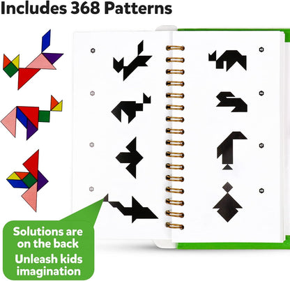 Travel Tangram Puzzle Car Game Magnetic Pattern Blocks Road Airplane Trip Essentials Activities Montessori Educational Toys Brain Teasers Book for Age 4-8 Kids Boys Girls Toddler (240 Solution)