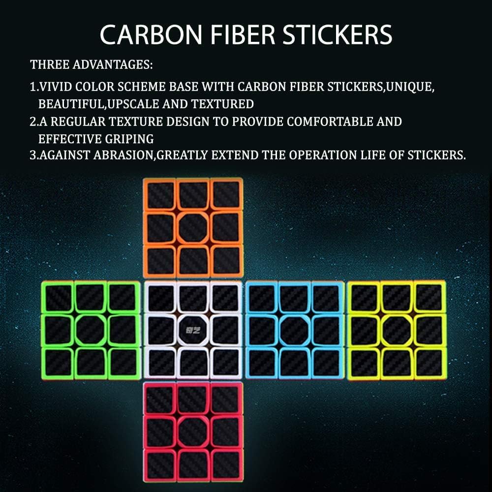 Little Golden Elephant QY Toys Warrior W Speed Cube 3x3- Smooth Carbon Fiber Sticker Magic Cube 3x3x3 Puzzles Toys, The Most Educational Toy to Effectively Improve Child's Concentration and Memory