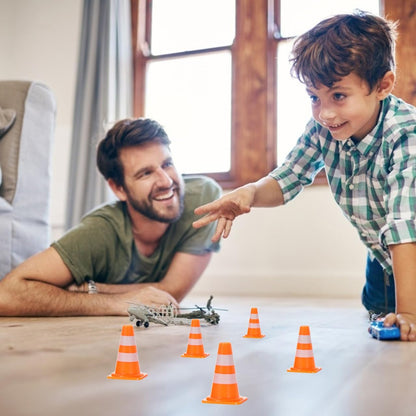 NUOBESTY 30Pcs Mini Traffic Cones, 0.98 Small Orange Construction Cones Miniature Sports Training Roadblock Toy Safety Road Street Signs Scene Models for Kids Early Cognitive Learning, Sand Table