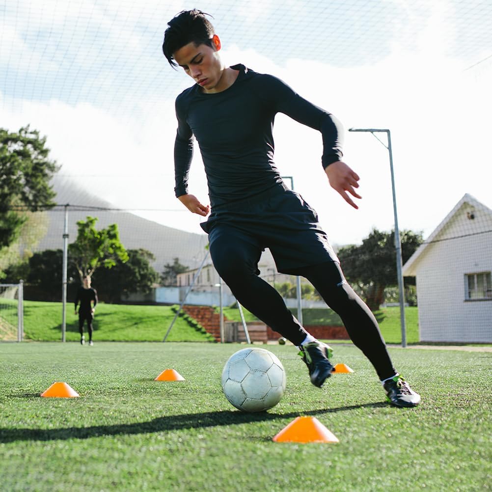 GHB Soccer Cones 25/50/100 Pack Disc Soccer Sport Cones Training Field Marker Agility Cones for Traffic, Basketball, Coaching, Practice Equipment Includes Cone Drills Guide