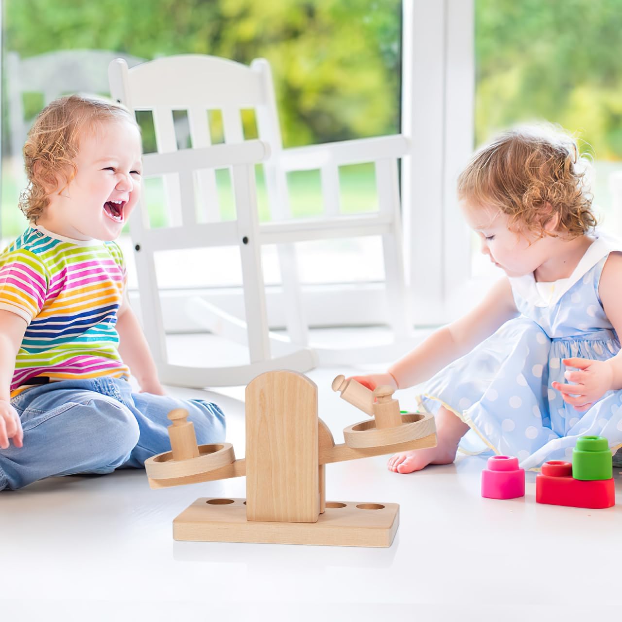 Wooden Balance Scale Toy Set for Kids - Educational Math Balance Beam with Pan Scale - Stem Learning Toy for Preschoolers and Toddlers