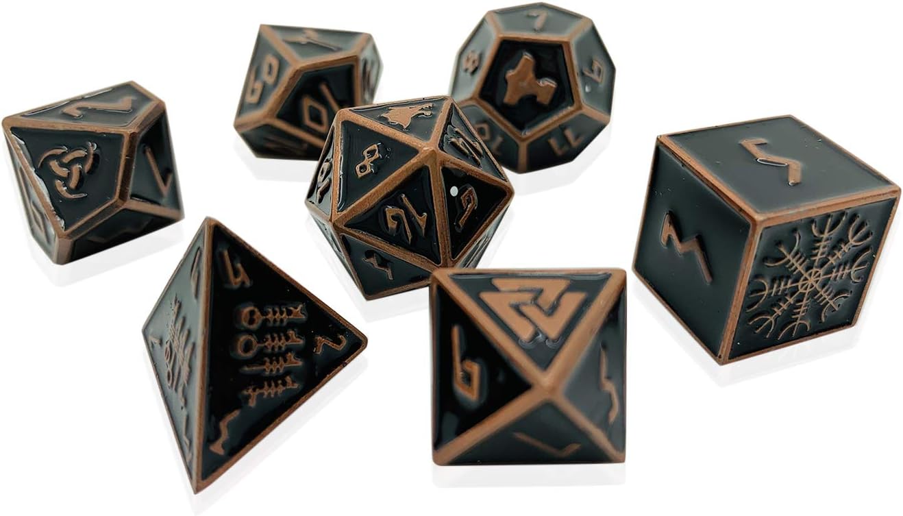 Norse Foundry Set of 7 Banshee Wail Norse Series Full Metal Polyhedral Dice RPG Math Games DND Pathfinder