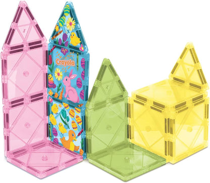 CreateOn Crayola Magnetic Tiles, Building Set for Kids, Magnetic Toys for Kids, Travel Toys, Classroom Sensory Toy Blocks, STEM & Montessori Tools for Boys & Girls Ages 3+, 14-Piece Set (Glitter)