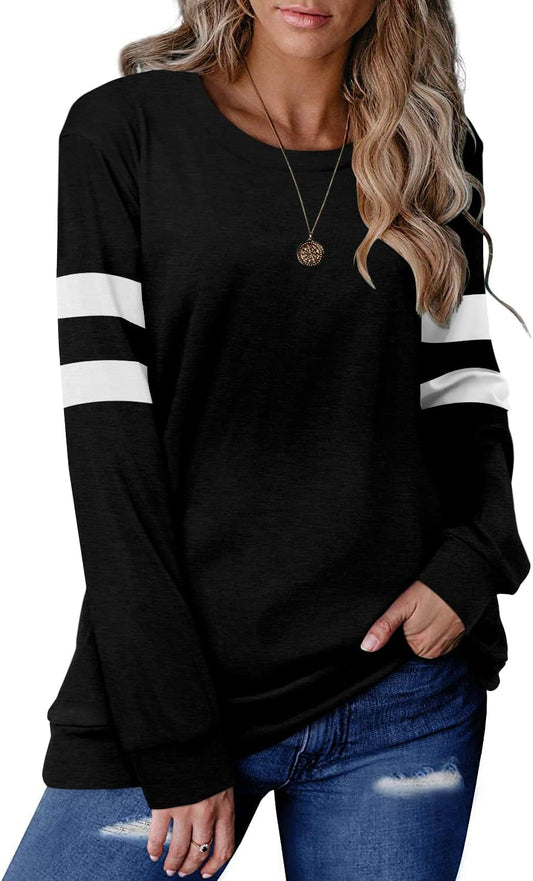 CRAZY GRID Womens Trendy Long Sleeve Shirts Casual Loose Soft Sweatshirt Fall Tops
