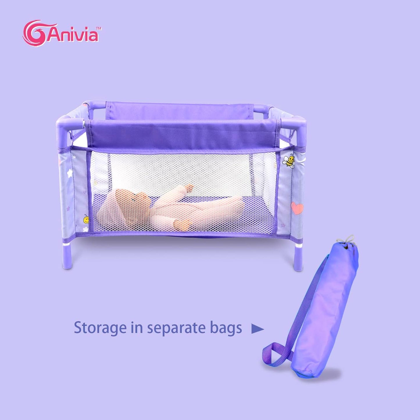 Anivia Stroller Toy Collection Doll Stroller Baby Doll Accessories for Toddlers 1-3Heart Design Gifts for Toddlers and Girls Toy Stroller