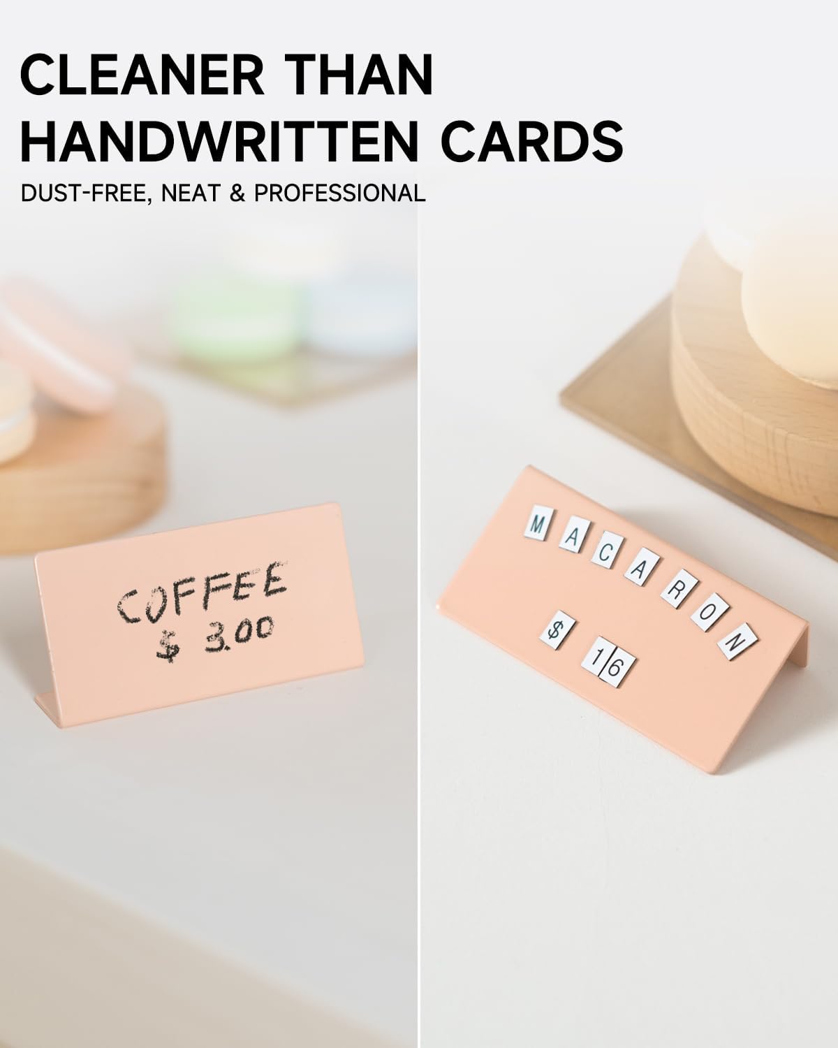 Mini Magnetic Letter Display Signs – Chalkboard-Style Reusable Food Price Labels | 6 Metal Boards + 450 Magnetic Characters for Bakery, Café, Dessert Shop, Deli & Catering Use