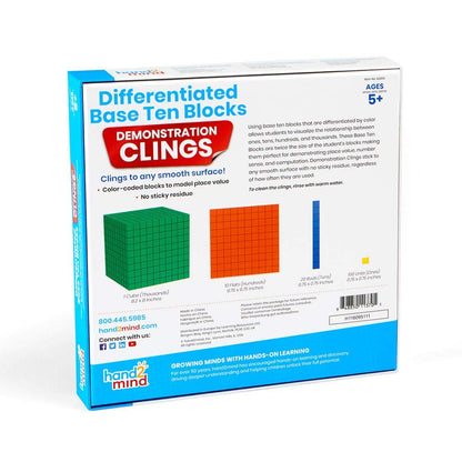 hand2mind Magnetic Demonstration Differentiated Base Ten Blocks Classroom Set, Magnetic Place Value Blocks, Counting Cubes for Kids Math, Base 10 Math Manipulatives Kindergarten Set (Set of 131)